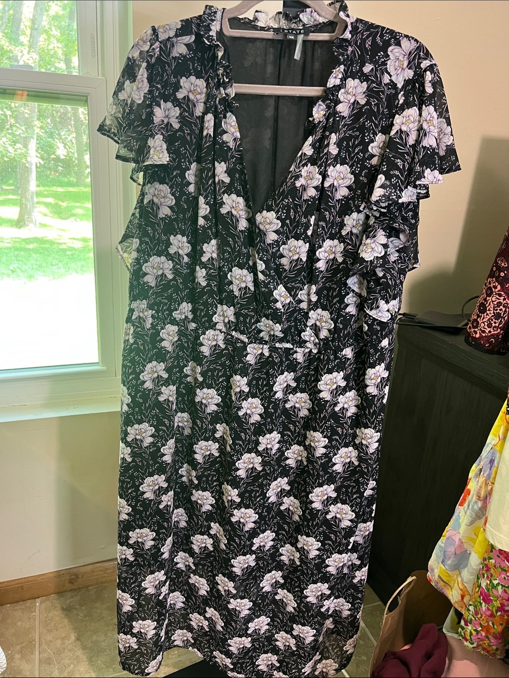 1. State Black Maxi Dress with White Floral Print